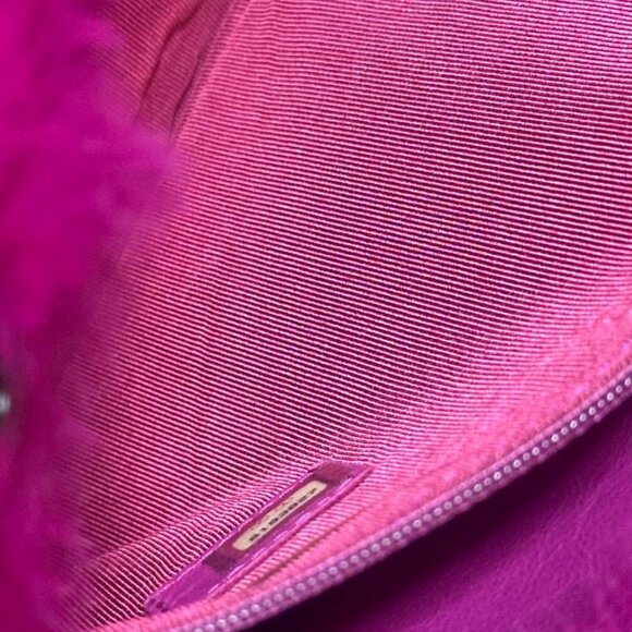 Authentic CHANEL CC Vintage Rabbit Fur Hot Pink Purse Chain Shoulder Bag Y2K - Picture 11 of 13